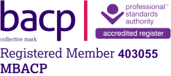 The logo of the British Association for Counselling and Psychotherapy (BACP), indicating Tom Underwood's professional accreditation.